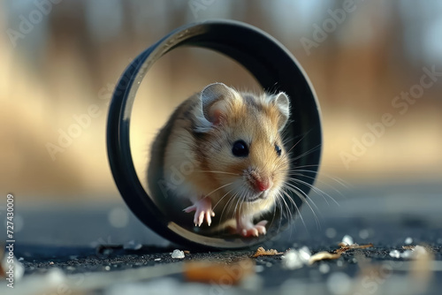 hamster with a wheel and a run