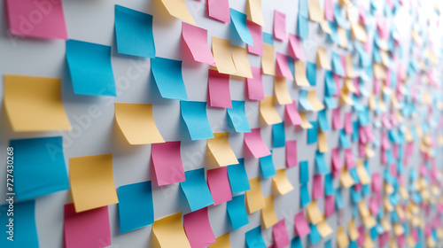 wall filled with blank post it notes