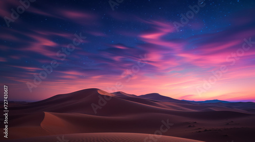 Desert Landscape With Sand Dunes and Mountains in the Background