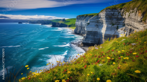 A Scenic View of the Ocean and Cliffs