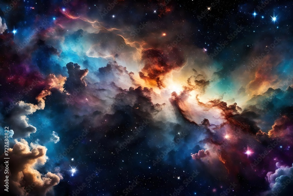 Beautiful colorful galaxy clouds nebula background wallpaper, space and cosmos or astronomy concept, supernova, night stars hd  