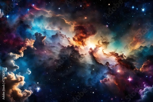 Beautiful colorful galaxy clouds nebula background wallpaper, space and cosmos or astronomy concept, supernova, night stars hd 