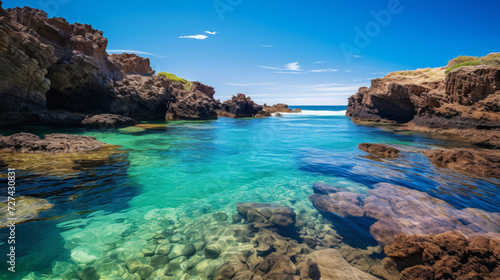 A Body of Water Surrounded by Rocks and Water © Pavlo