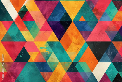 Create a vibrant and dynamic pattern of overlapping triangles.