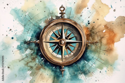 A Painting of a Compass on a White Background