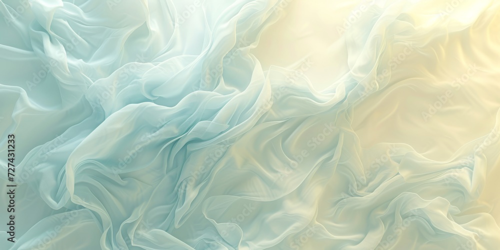 Gentle undulations of a silky abstract pattern in soft yellow, blue, and white hues Gentle undulations of a silky abstract pattern in soft yellow, blue, and white hues