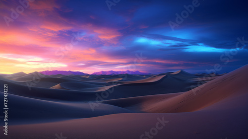 A Colorful Sunset Over a Desert Landscape