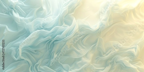 Gentle undulations of a silky abstract pattern in soft yellow, blue, and white hues