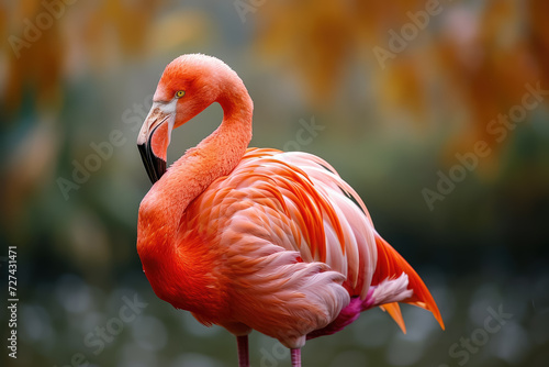 flamingo with a pink and a stand