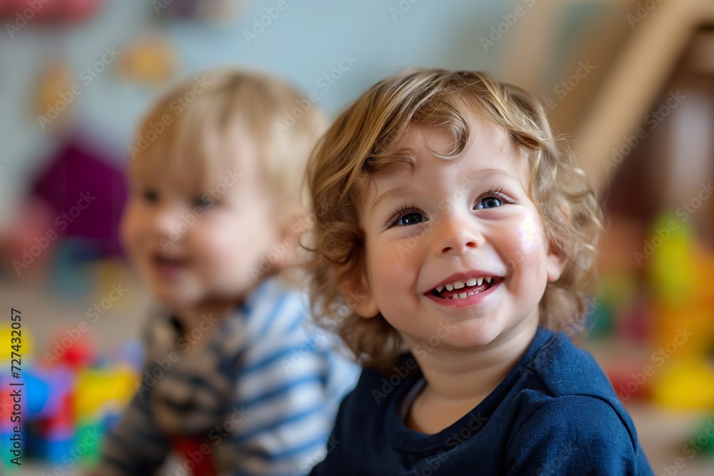 2-year-old girl very smiling surrounded by her friends. 2-year-old girl very smiling surrounded by her friends.