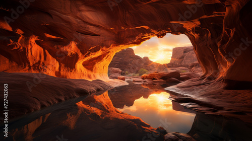 Cave Filled With Water and Rocks