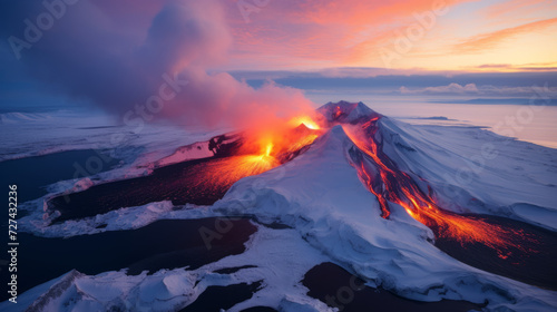 Volcano Erupts Lava Into the Sky