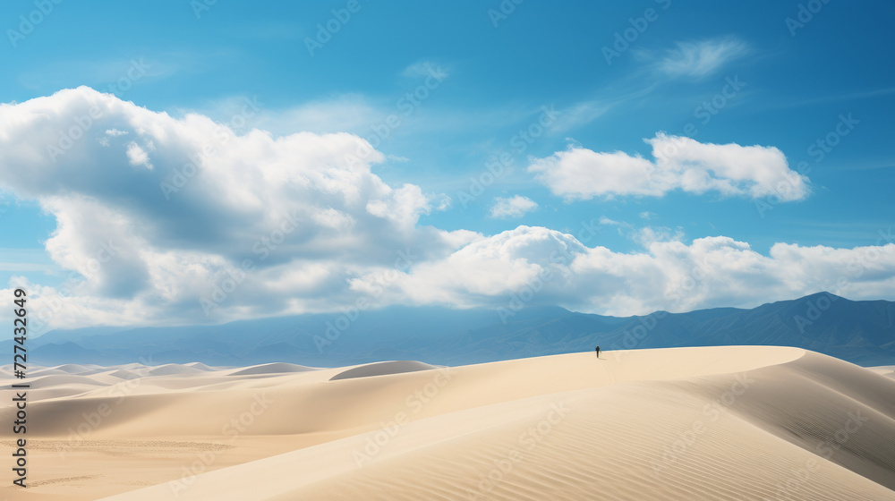 Person Standing on Top of Sand Dune