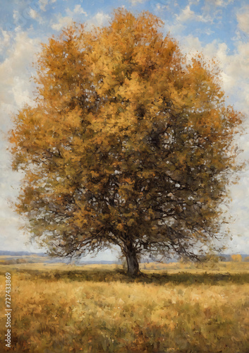 oil painting , autumn tree , watercolor tree