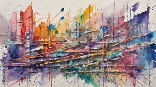 Wallpaper Mural An abstract chaotic multicolor striped artwork, watercolor technique with splashes and dots of color. Contemporary surrealist painting. Modern poster for wall decoration Torontodigital.ca