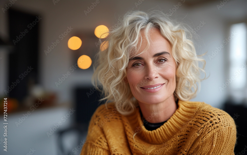 Woman With Blonde Hair Wearing a Yellow Sweater Woman With Blonde Hair Wearing a Yellow Sweater