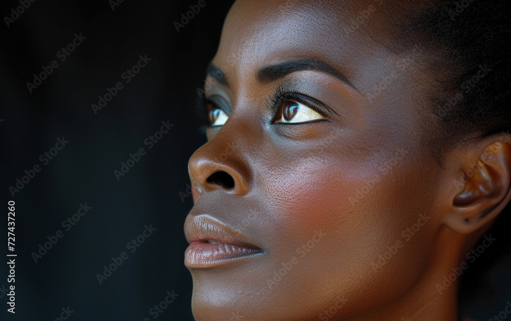 Close Up of a Womans Face on Black Background Close Up of a Womans Face on Black Background