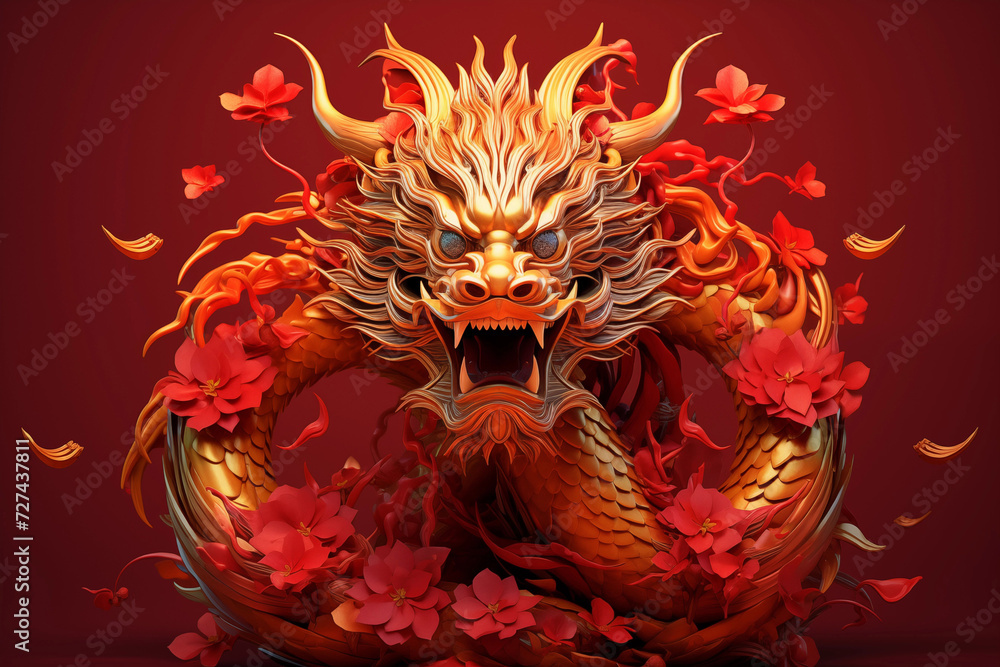 traditional red chinese dragon for chinese new year 2024, chinese lucky ...