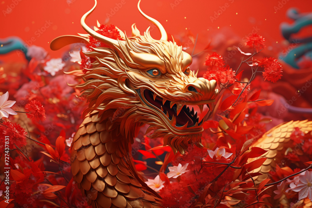 Traditional Red Chinese Dragon For Chinese New Year 2024 Chinese Lucky traditional-red-chinese-dragon-for-chinese-new-year-2024-chinese-lucky