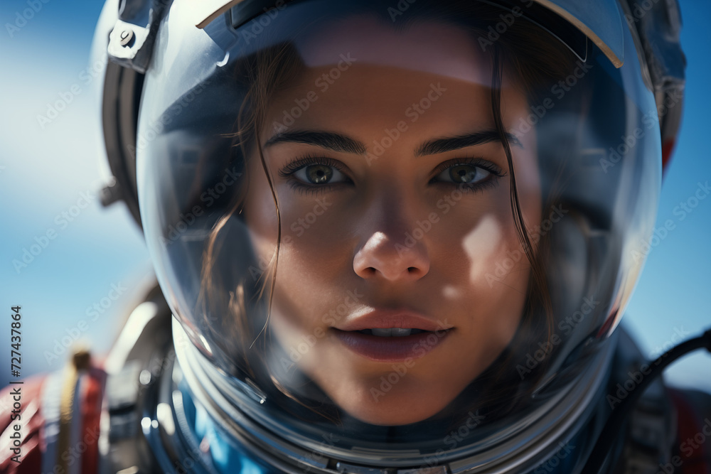 Female Space Tourist with a Space Suit Female Space Tourist with a Space Suit