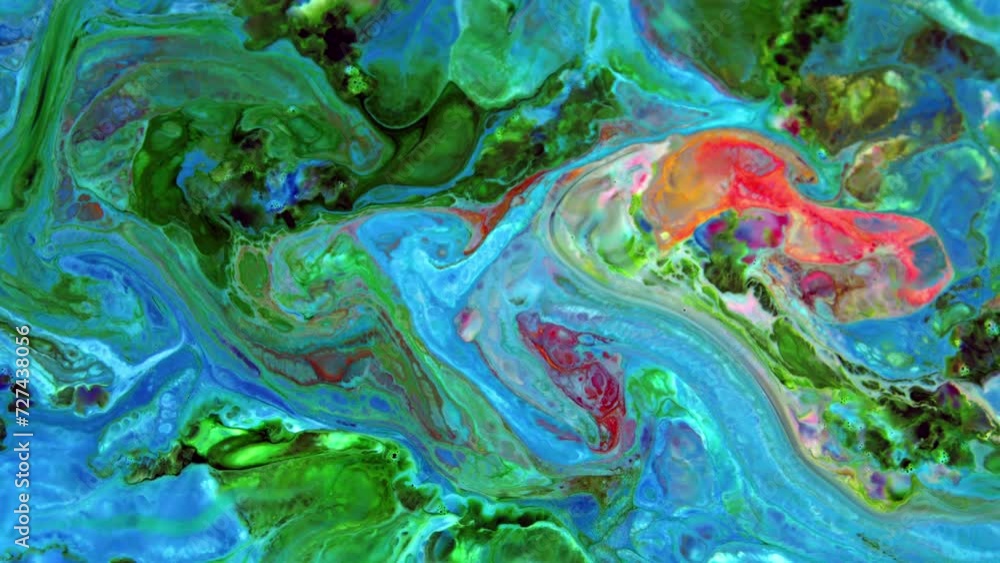 Vidéo Stock Close-up shot of multi-colored paint mixture boiling in a ...