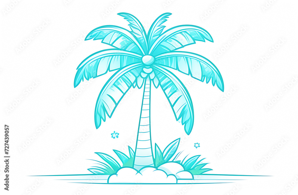 One palm tree on a white background