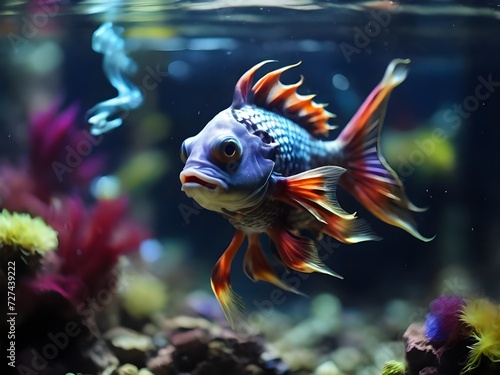 fish in a home aquarium  or beautiful aquarium fish  