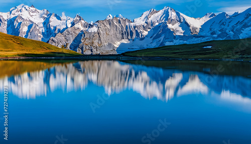 Alpine Lake Reflections of Snow-Capped Peaks 