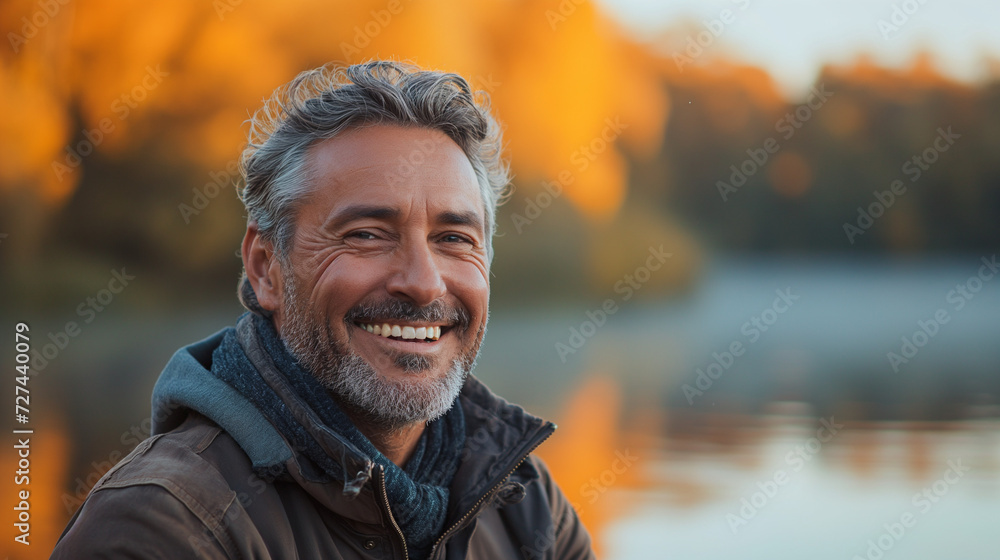 Smiling Man With Grey Hair and Beard Smiling Man With Grey Hair and Beard