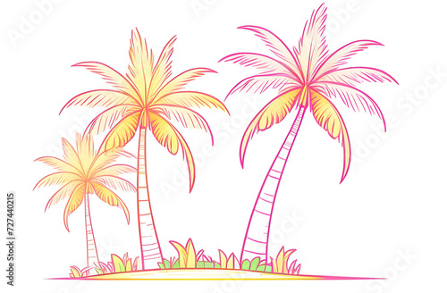Illustration of three palm trees on a white background