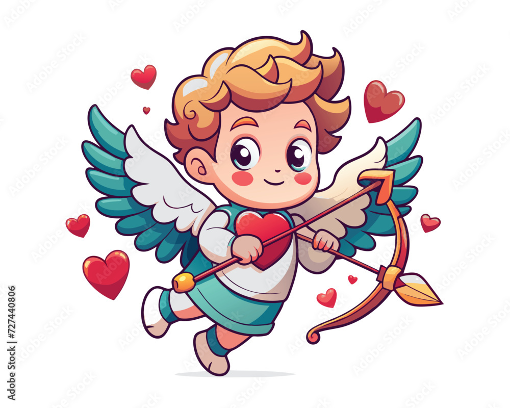 cute cupid celebrate valentine day illustration vector template