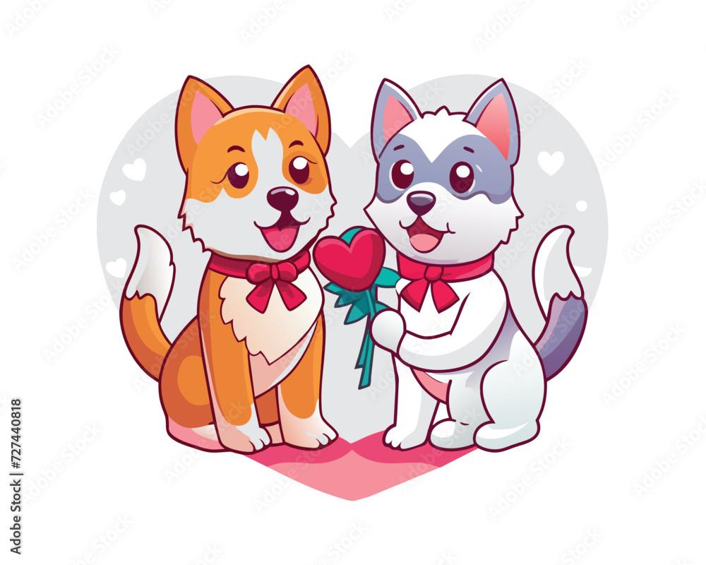 cute dog couple characters in love valentine's day vector illustration cute dog couple characters in love valentine's day vector illustration