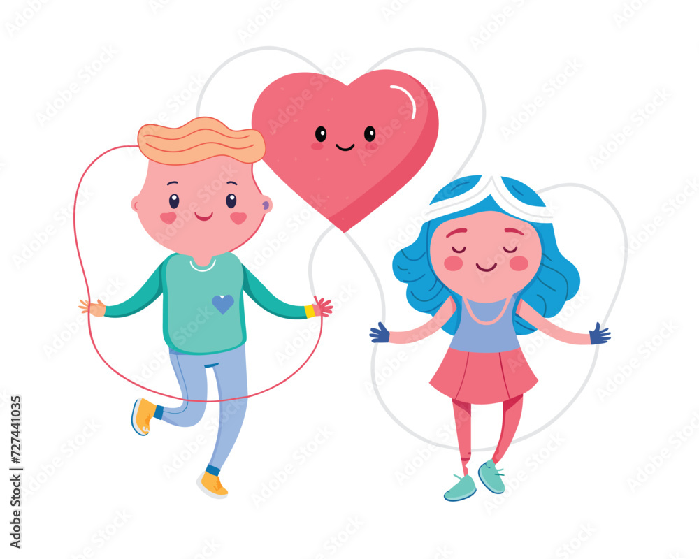 happy sports couple flat design vector illustration happy sports couple flat design vector illustration