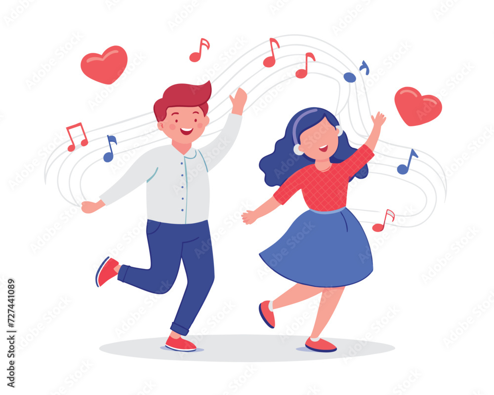 singing couple of valentines day flat design vector illustration singing couple of valentines day flat design vector illustration