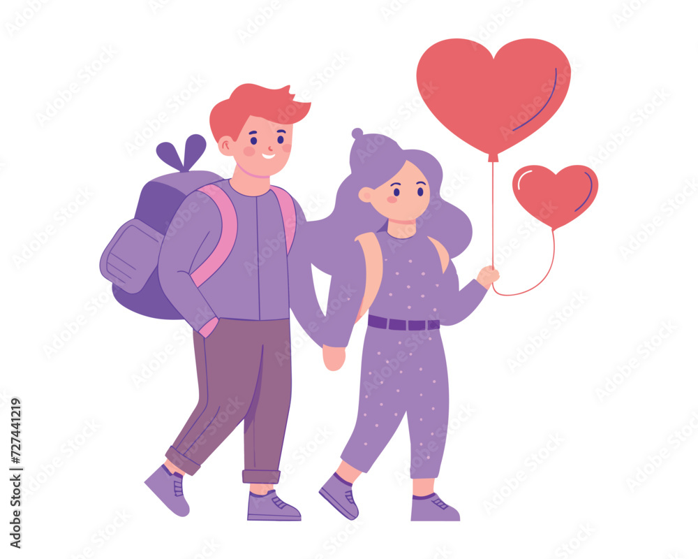 nature lover couple valentine's day flat design vector illustration template nature lover couple valentine's day flat design vector illustration template