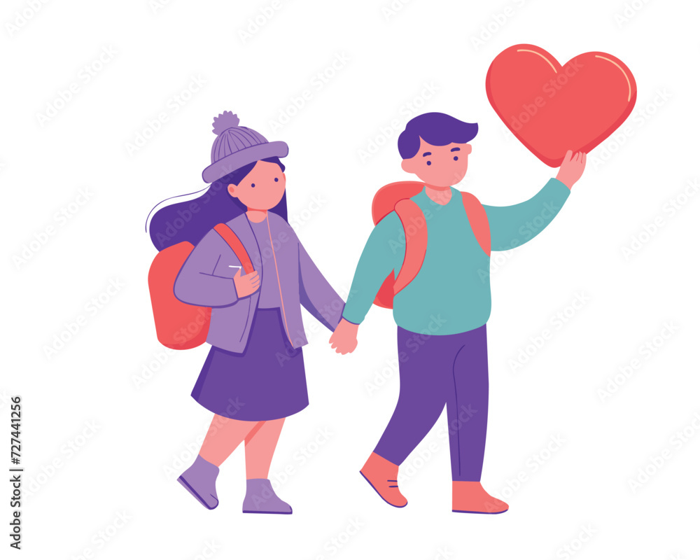 nature lover couple valentine's day flat design vector illustration template nature lover couple valentine's day flat design vector illustration template