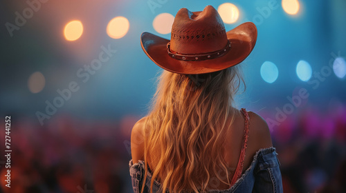 Woman Wearing Cowboy Hat at Concert