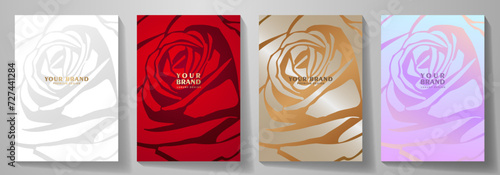 Floral beautiful cover design set. Premium fashionable vector background with flowers for cover design, luxury invitation, botanical poster, wedding card, catalog, brochure, menu, congratulation.