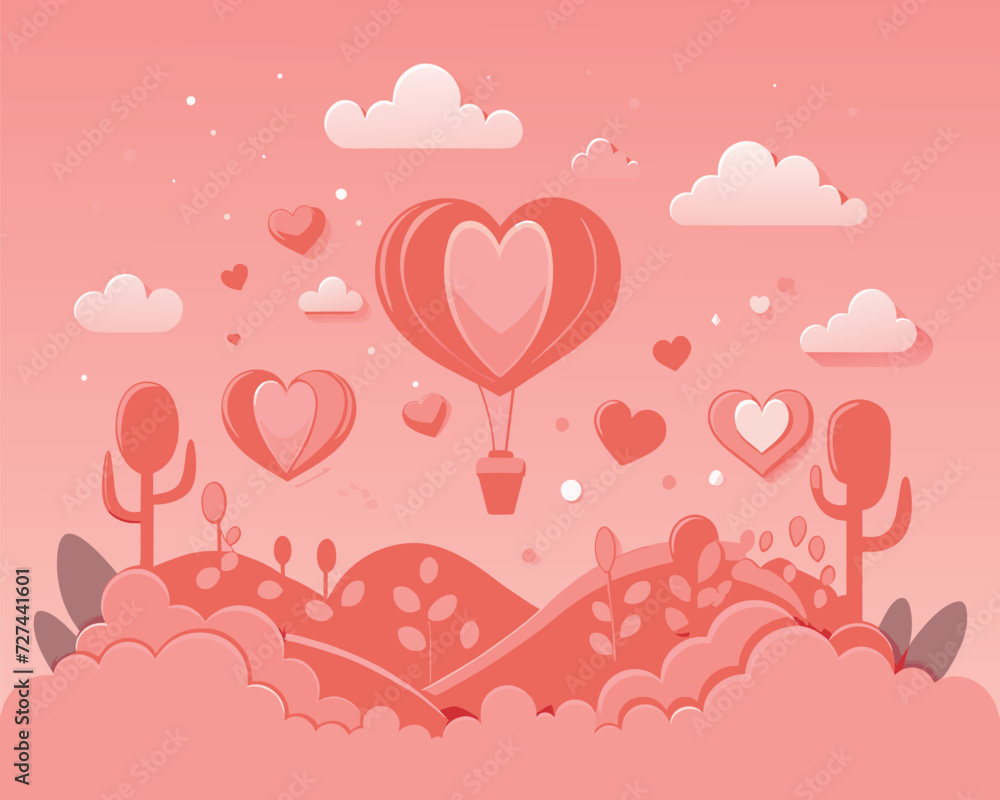 valentines day background illustration in paper style vector template