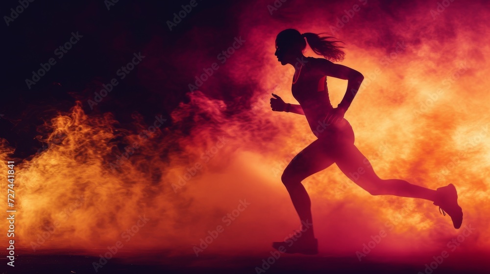 Running cardio hot scene, sport fire, generated with AI
