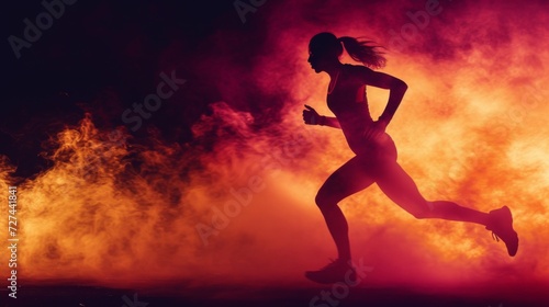 Running cardio hot scene, sport fire, generated with AI
