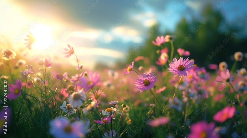 Fototapeta premium field of flowers, generated with AI