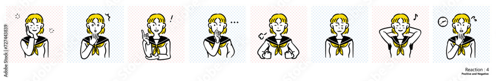 人物イラスト｜中学生（リアクション）