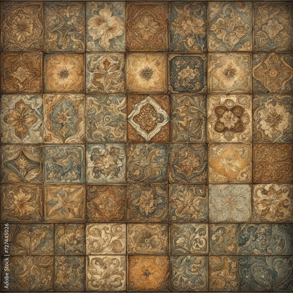 pattern  Fado tile background with a detailed and elegant texture and a variety of colors 