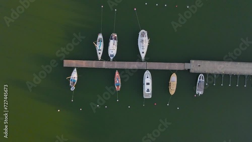 Aerial view of Porkkala boat port on a summer day. Porkkala is a peninsula located in Southern Finland, within the municipality of Kirkkonummi. It extends into the Gulf of Finland, southwest of the ca photo