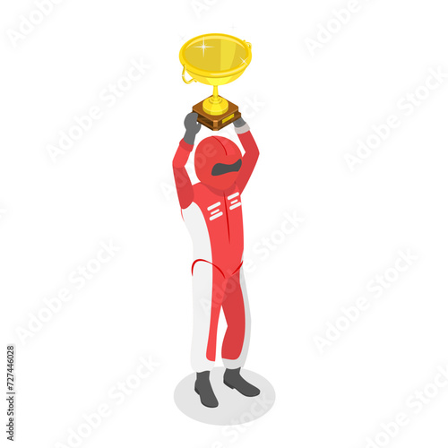 3D Isometric Flat Vector Set of F1 Items, Formula 1 Objects. Item 3