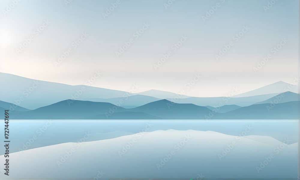 Abstract landscape background in blue for poster, wallpaper, banner, presentation
