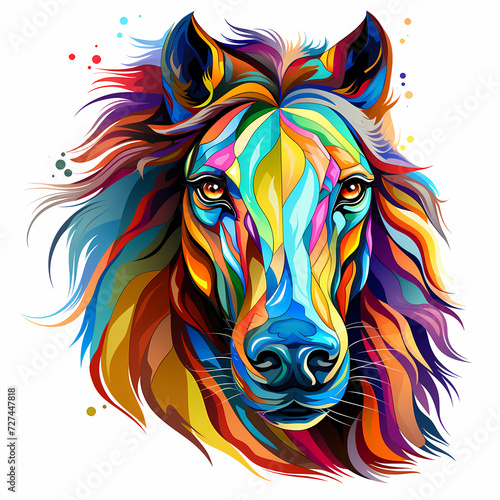 Horse hand drawn multicolor...