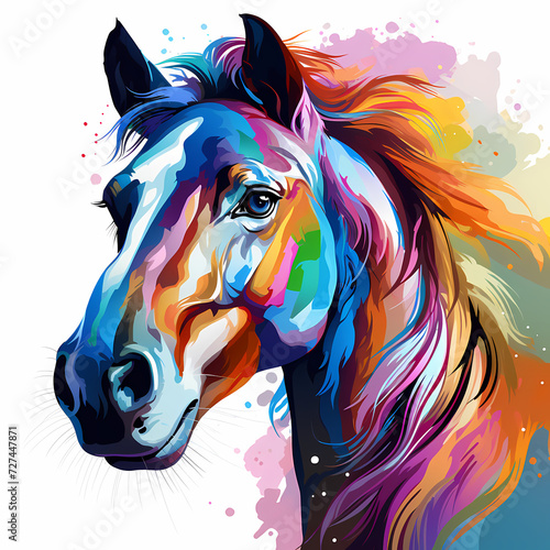 Horse hand drawn multicolor...