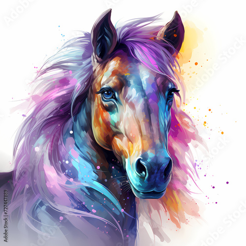 Horse hand drawn multicolor...